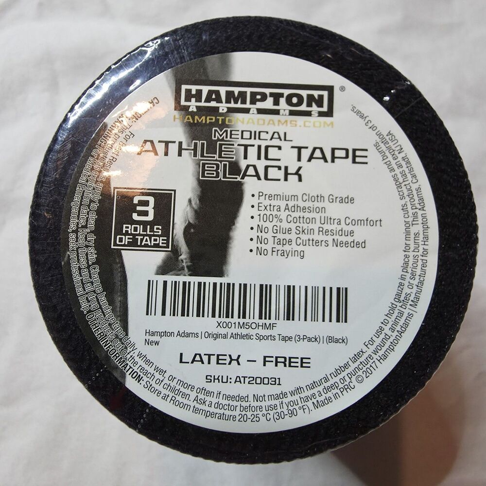 Hampton Adams | as Seen on Shark Tank | 3-Pack Black Athletic Sports Tape – 45Ft